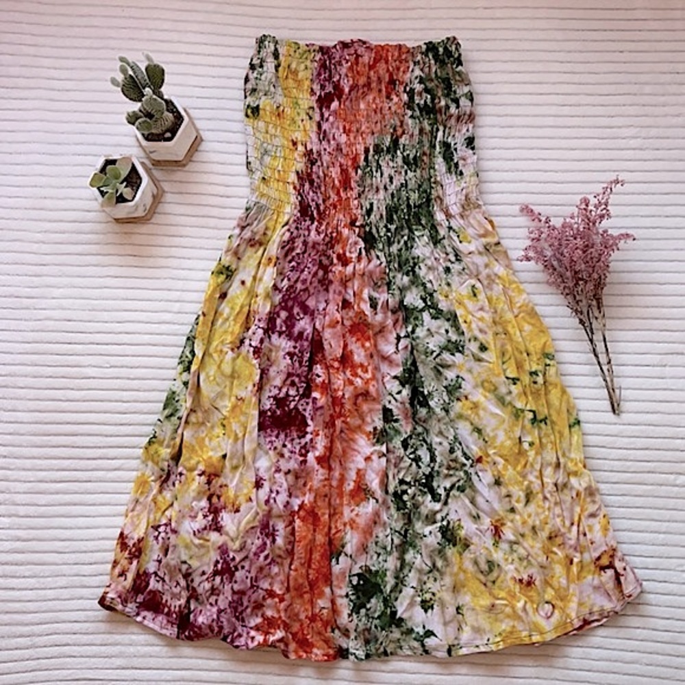 Multicolor, tie-dyed sun dress.